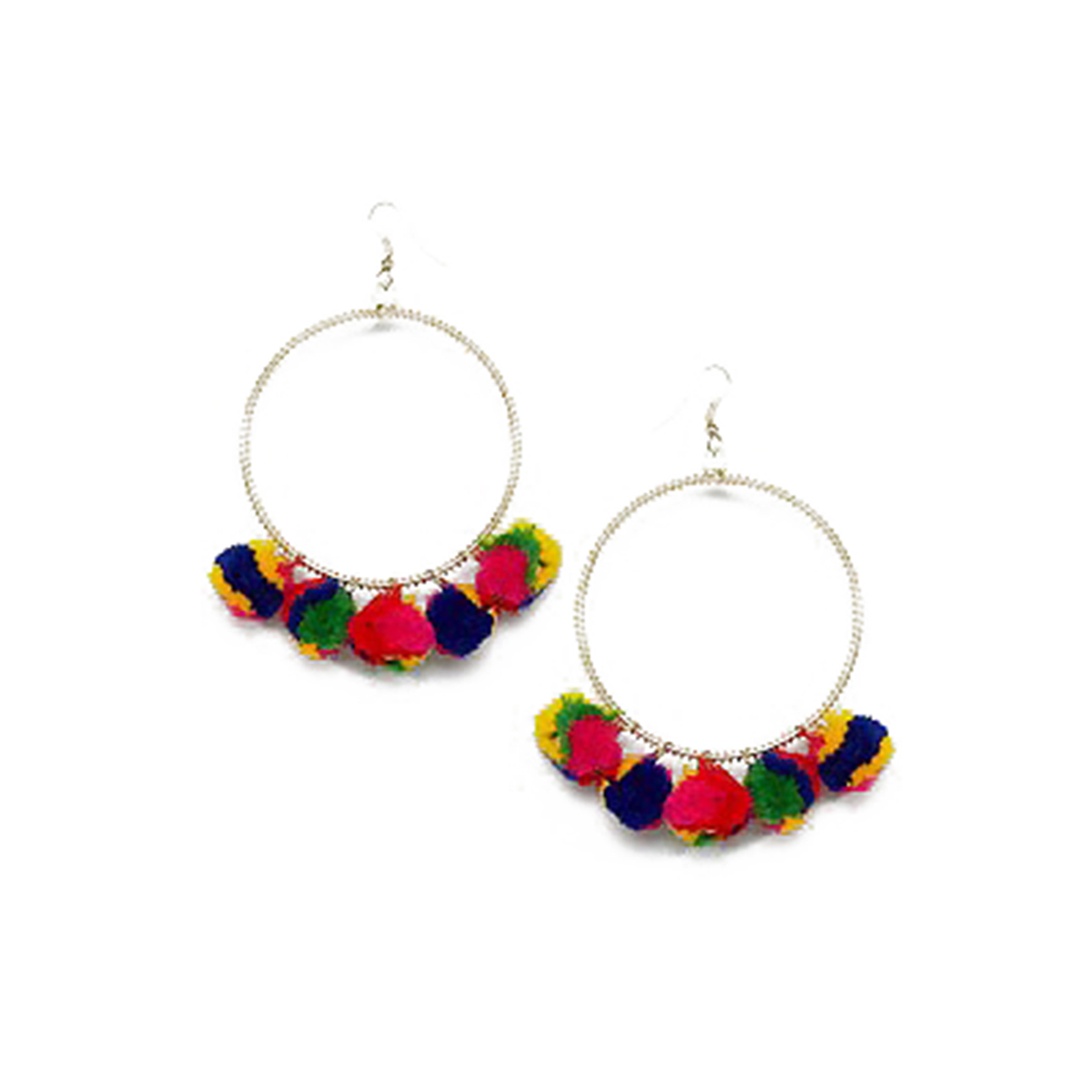 Hoop Pom Pom Earrings